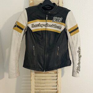 ✨Harley Davidson 1903 Speedway Spirit Ladies S Leather Jacket W/armour Pads 🏍️